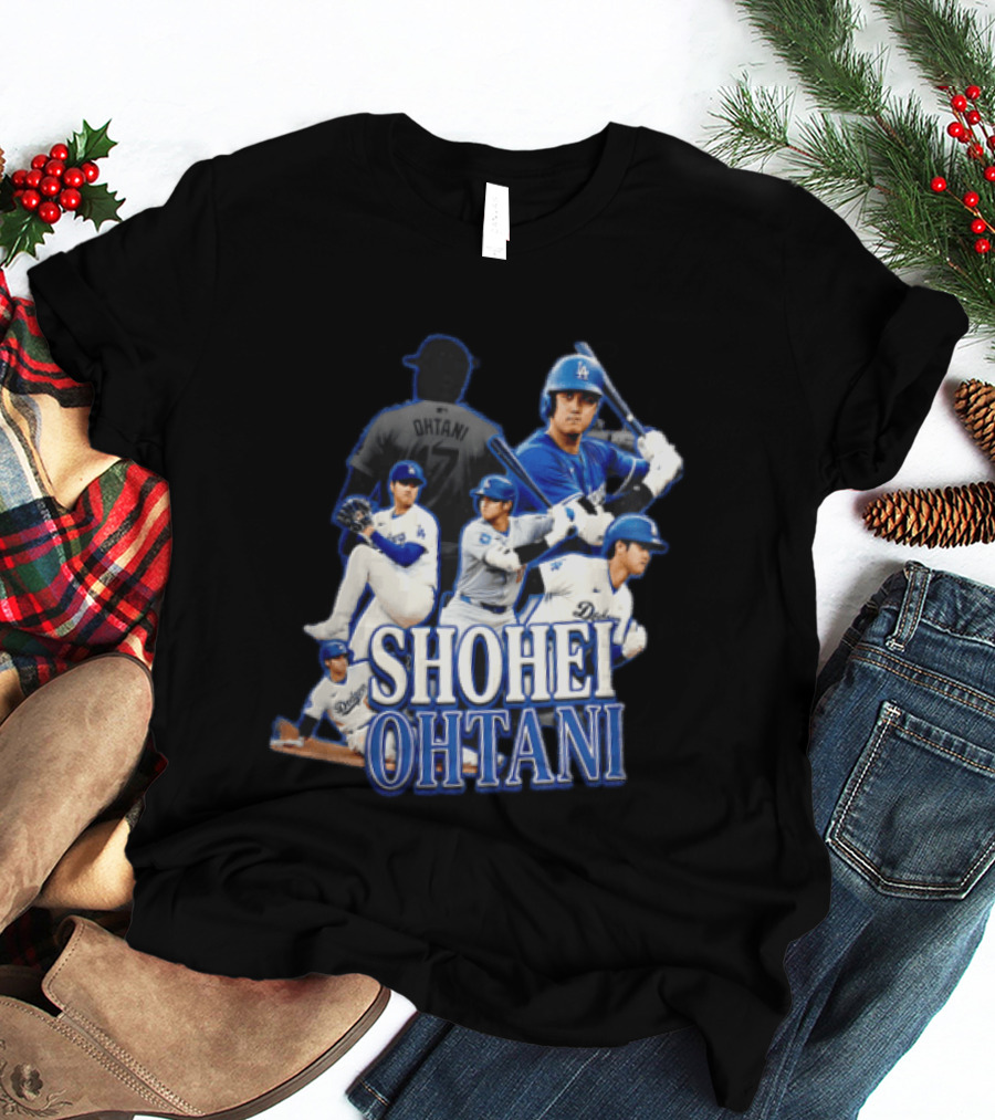 Los Angeles Dodgers Shohei Ohtani Baseball Player Collage T-Shirt