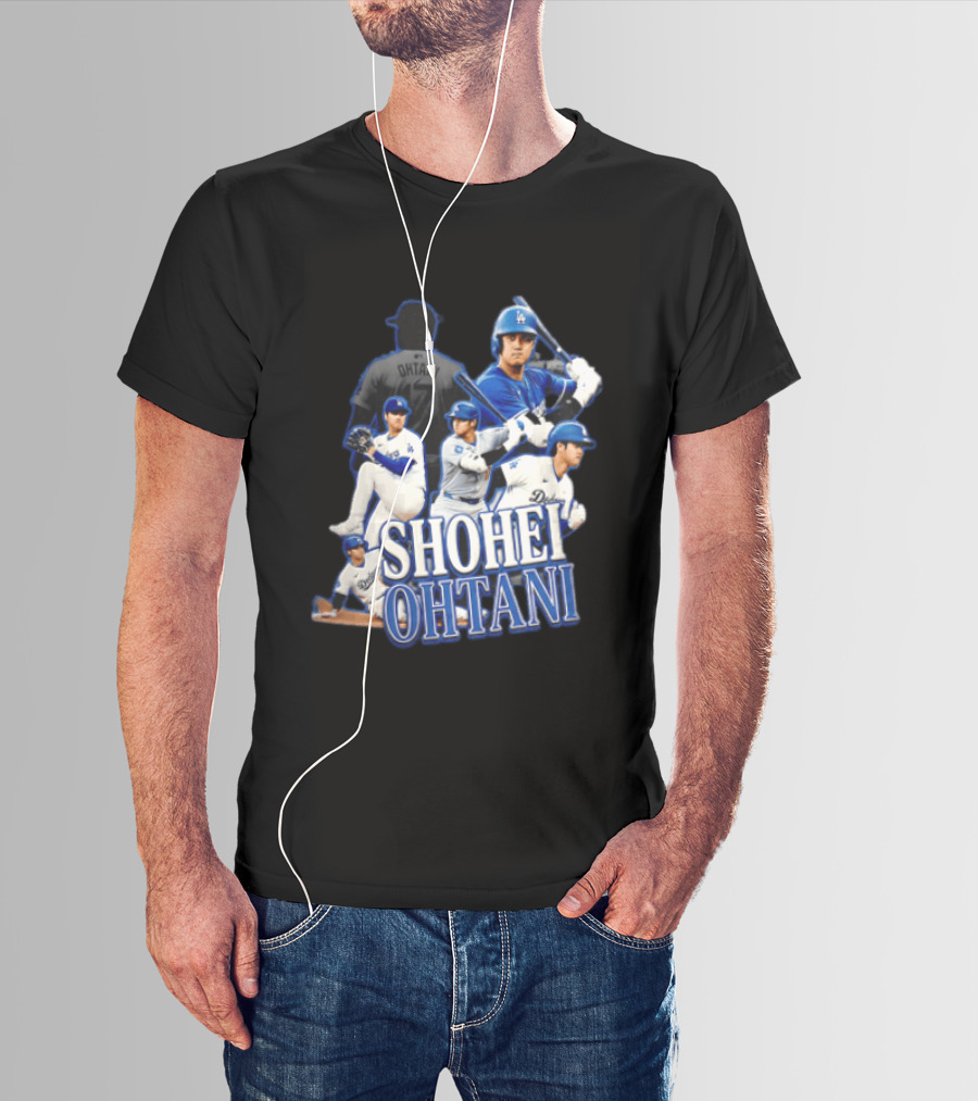 Los Angeles Dodgers Shohei Ohtani Baseball Player Collage T-Shirt