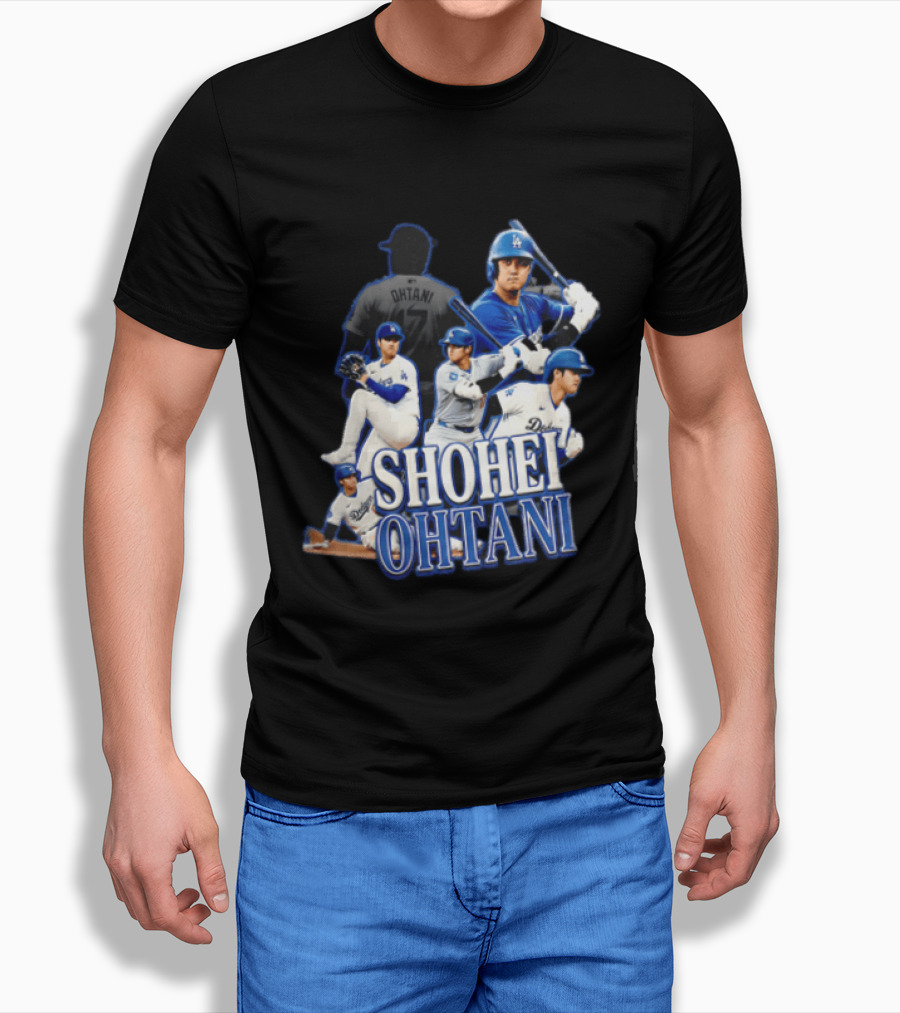Los Angeles Dodgers Shohei Ohtani Baseball Player Collage T-Shirt