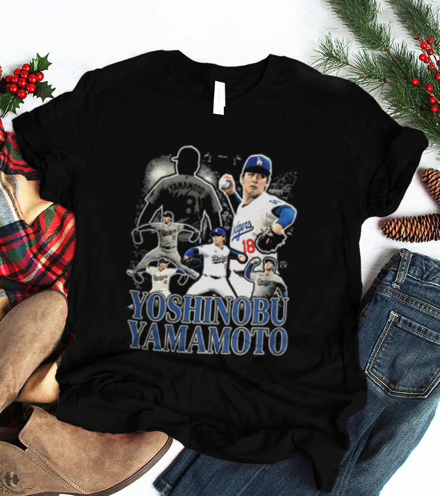 Yoshinobu Yamamoto Los Angeles Dodgers Pitcher Action Poses T-Shirt