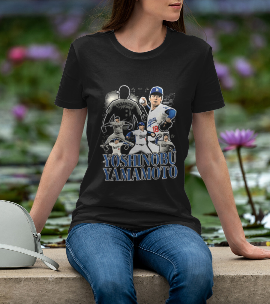 Yoshinobu Yamamoto Los Angeles Dodgers Pitcher Action Poses T-Shirt
