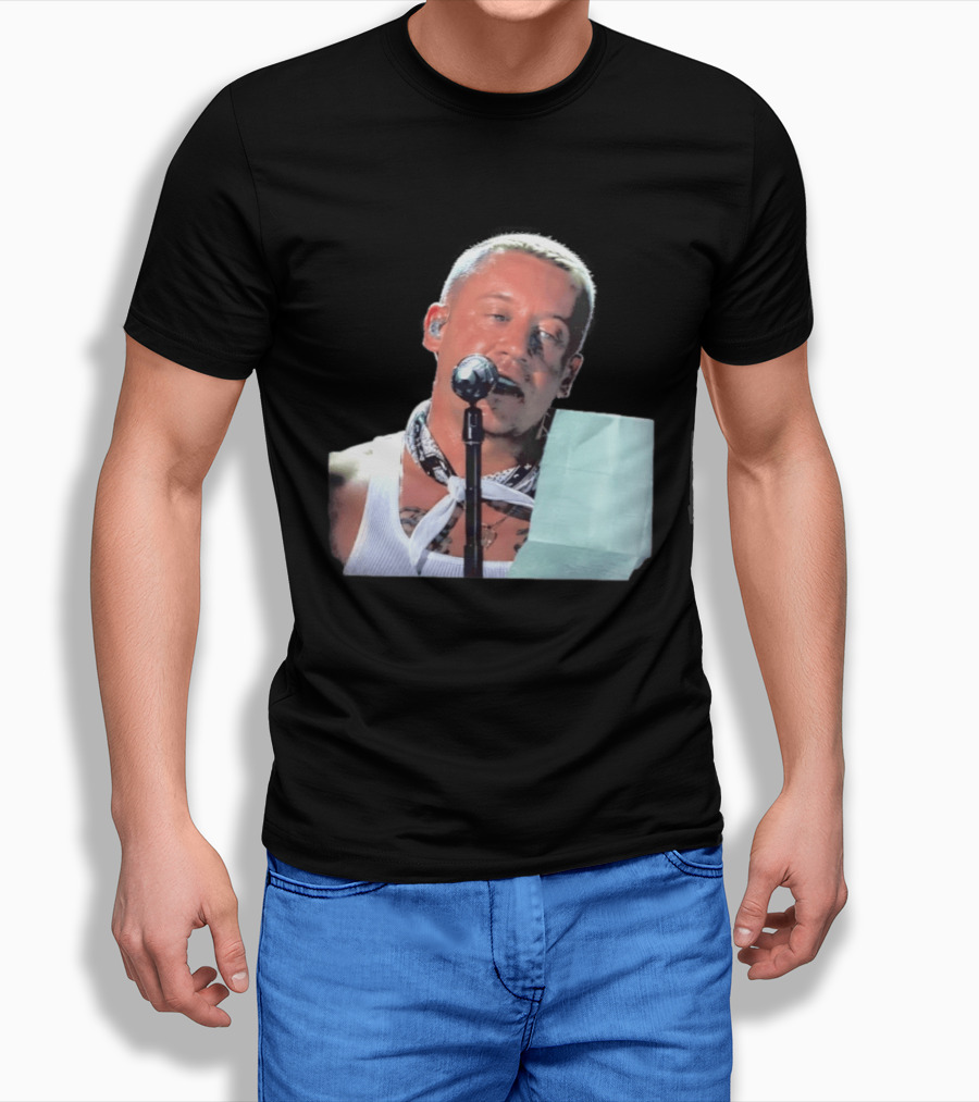 Macklemore White Bandana Performance Look Rapper T-Shirt