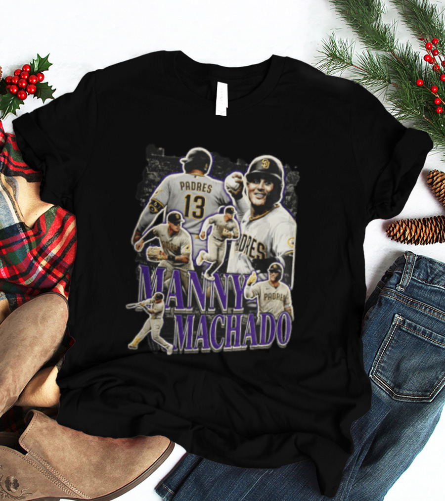Manny Machado San Diego Padres MLB Baseball Star Player Collage T-Shirt