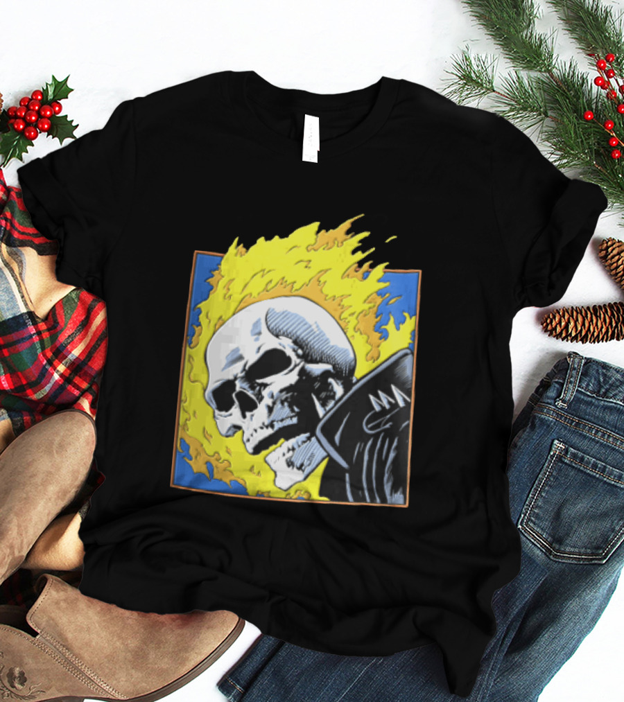 Marvel Ghost Rider Flaming Skull 1976 Comic Cover T-Shirt