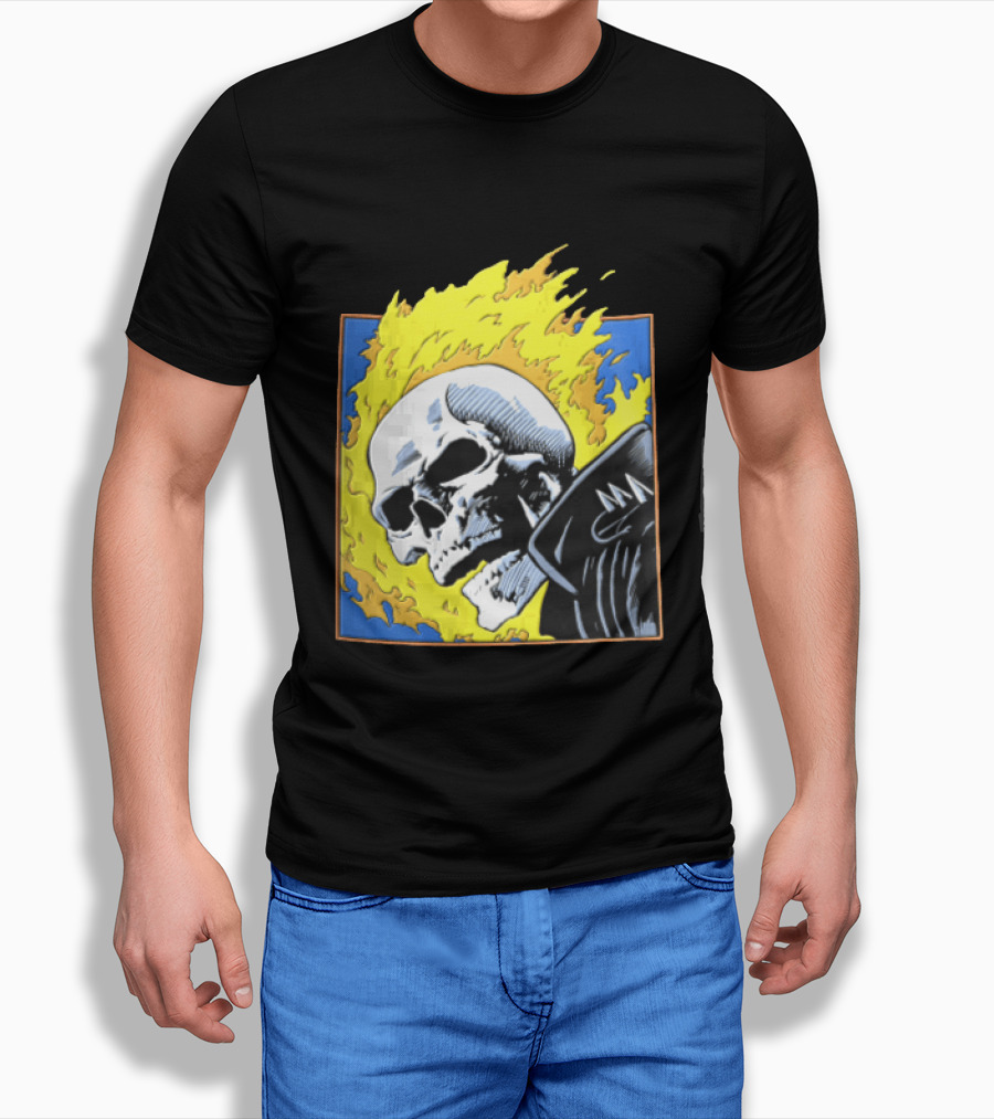 Marvel Ghost Rider Flaming Skull 1976 Comic Cover T-Shirt