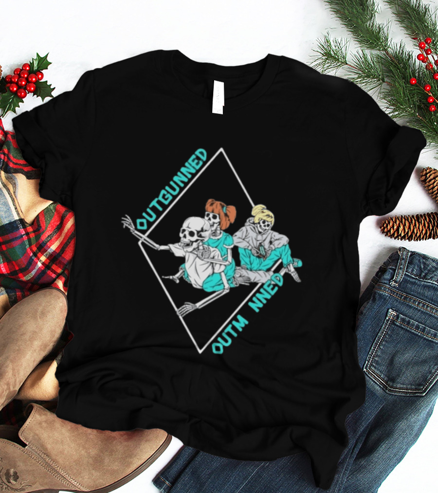 Outgunned Outmanned Skeleton Trio Casual T-Shirt