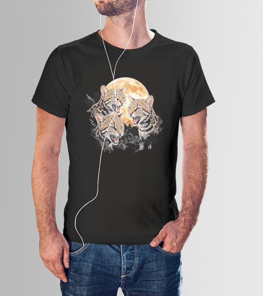 Three Tilcayo Bolivia Cloud Forest Wildcats Full Moon Roaring Trio T-Shirt