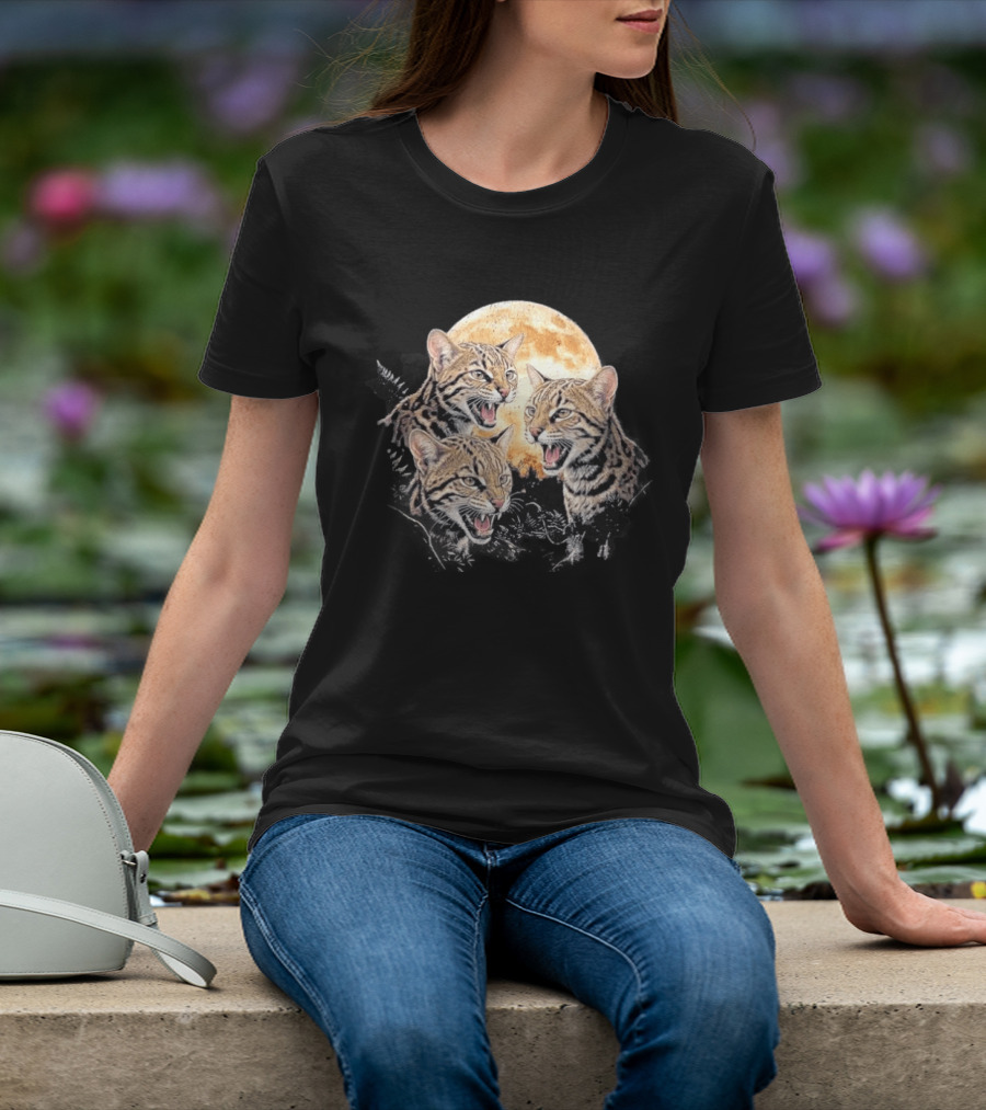 Three Tilcayo Bolivia Cloud Forest Wildcats Full Moon Roaring Trio T-Shirt