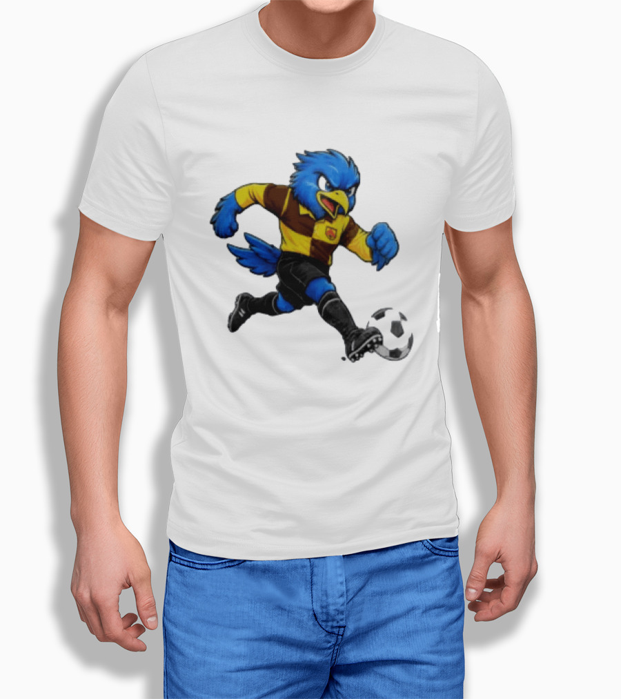 Cardiff Riverside Football Bluebird Mascot Soccer Player T-Shirt