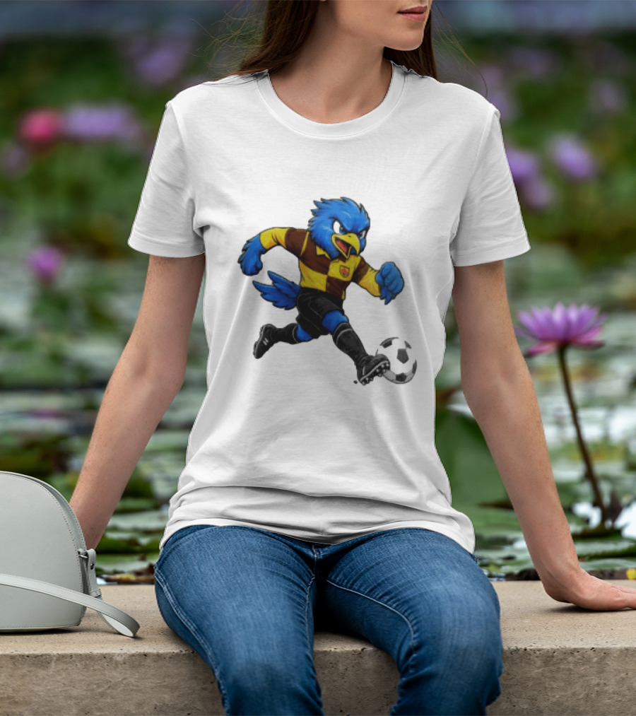 Cardiff Riverside Football Bluebird Mascot Soccer Player T-Shirt
