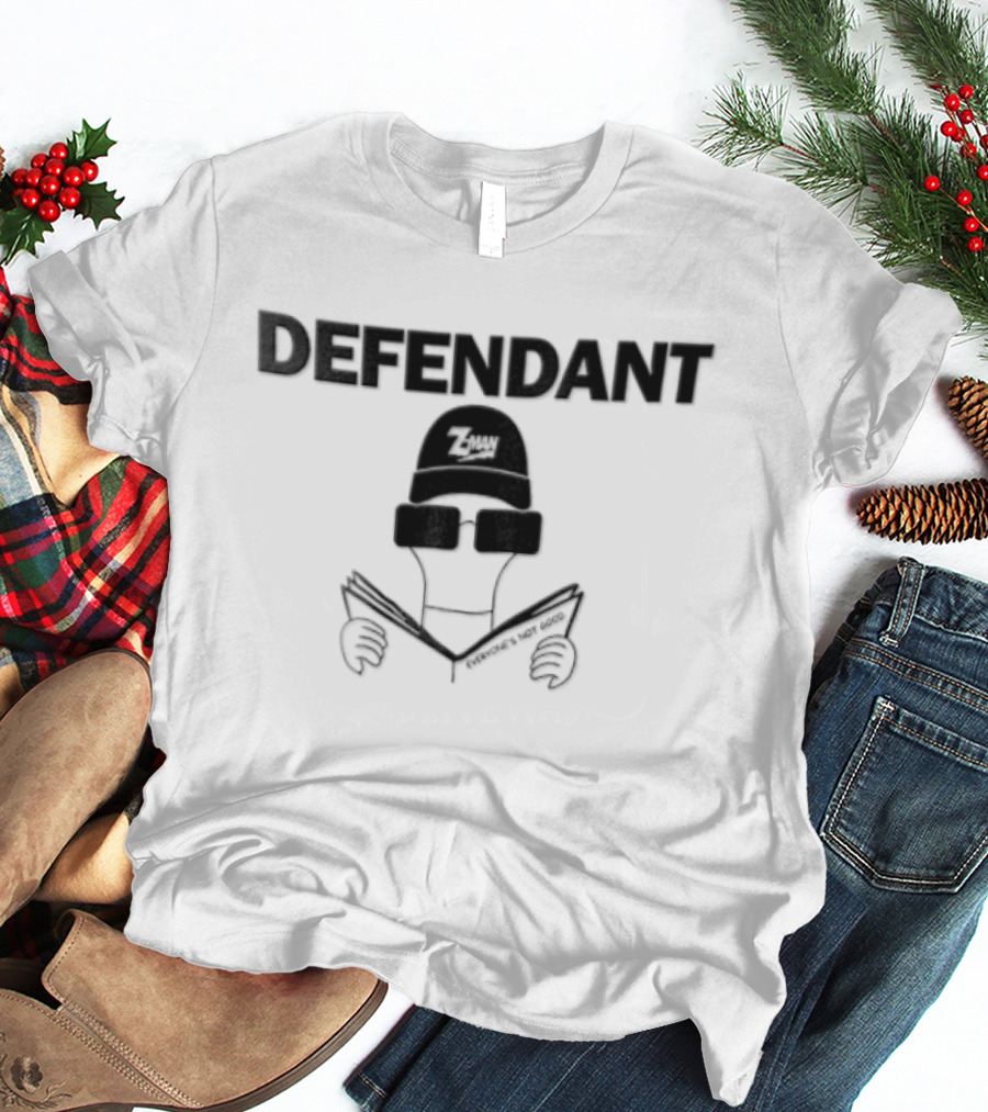 Defendant Everyone's Not Good Figure Hat Sunglasses Reading T-Shirt