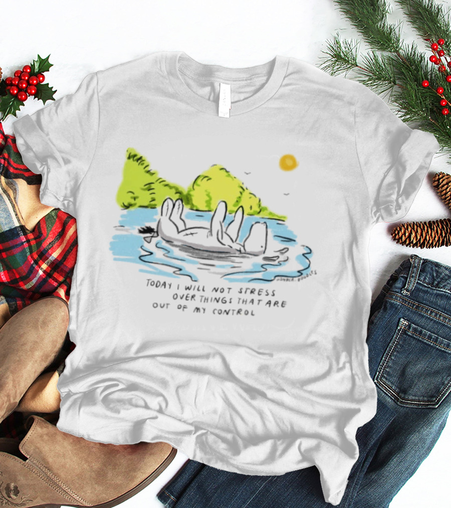 Eeyore Floating Relaxed With Sun Today I Will Not Stress Over Things That Are Out Of My Control T-Shirt