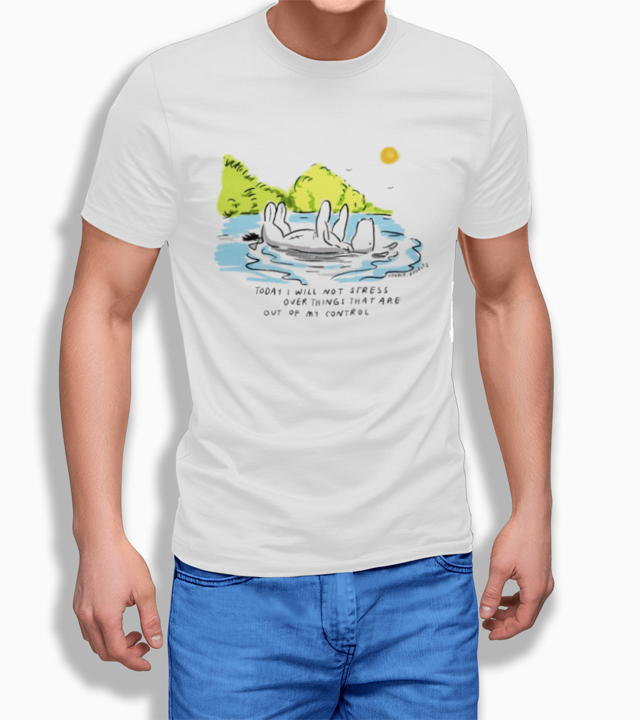 Eeyore Floating Relaxed With Sun Today I Will Not Stress Over Things That Are Out Of My Control T-Shirt