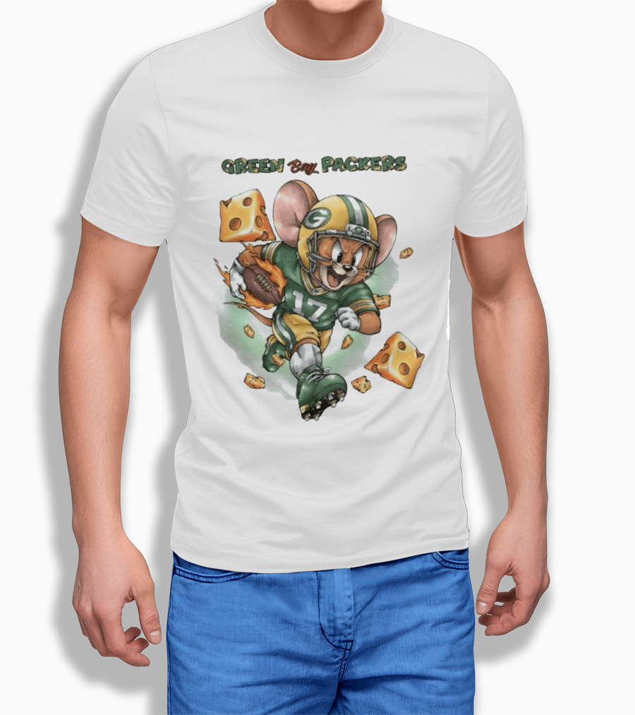 Green Bay Packers 17 Jerry Mouse Football Cheese T-Shirt