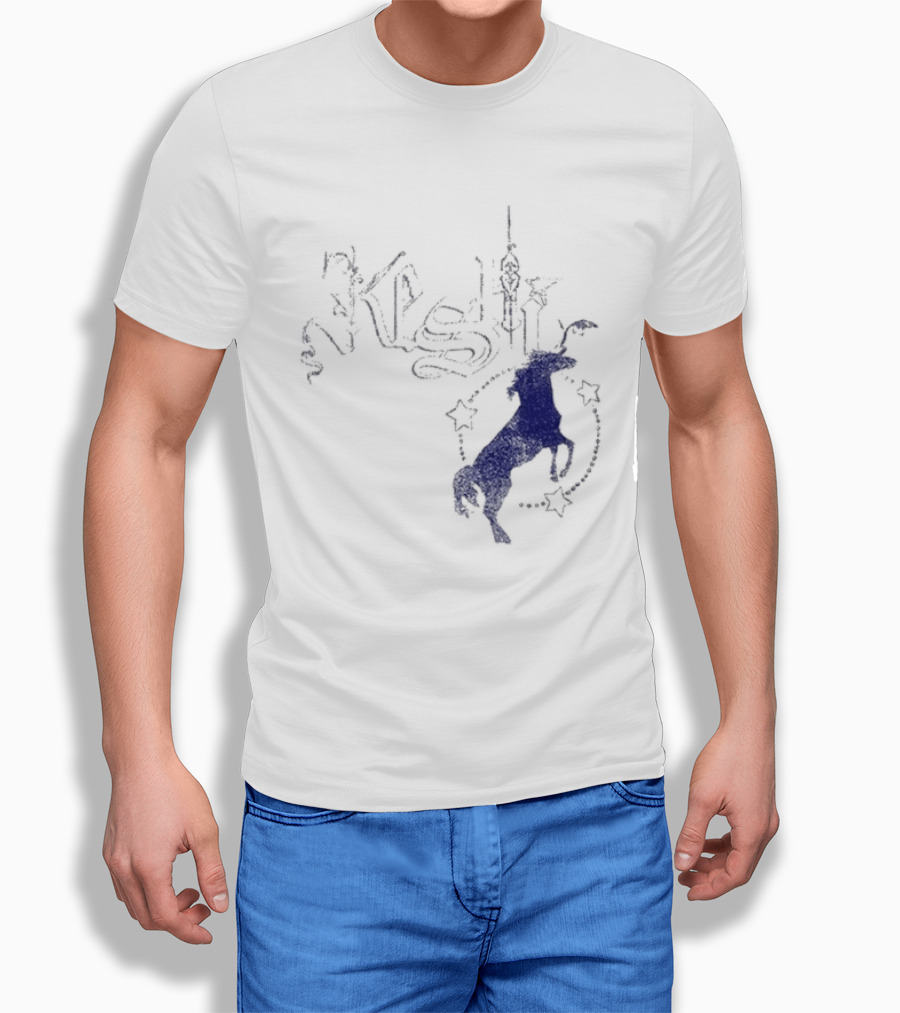 Keshi Stallion Star Circle Horse Blue T-Shirt