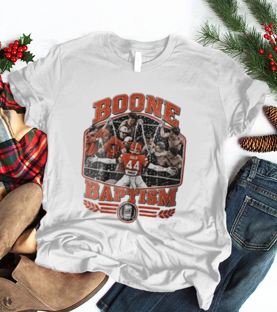 Boone Baptism Kolb Douglas Football Players Spraying Beer Celebration T-Shirt
