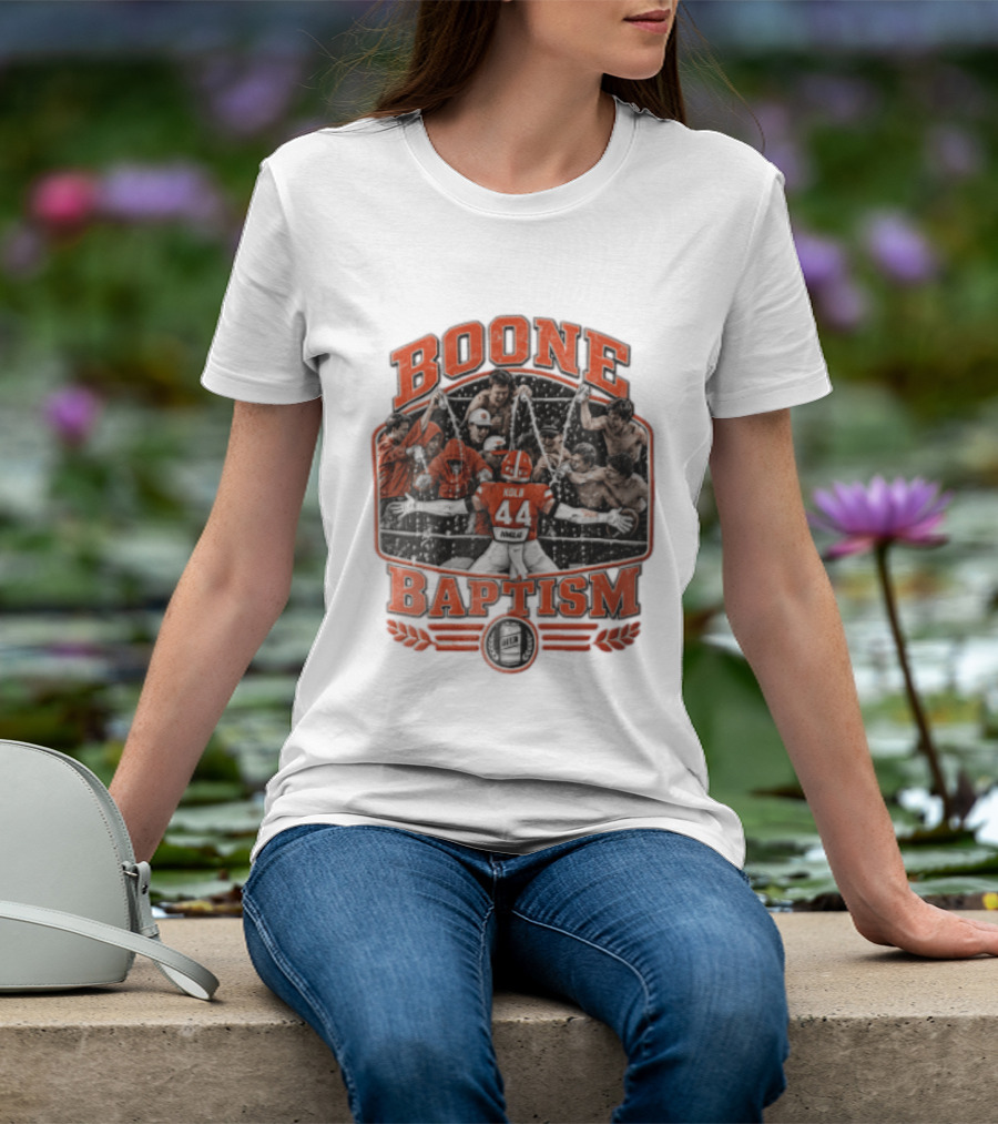 Boone Baptism Kolb Douglas Football Players Spraying Beer Celebration T-Shirt