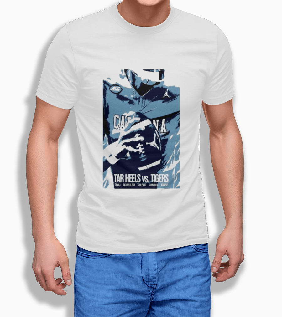 North Carolina Tar Heels Vs Clemson Tigers Football Game Sep 18 2026 Clemson SC ACC ESPN T-Shirt