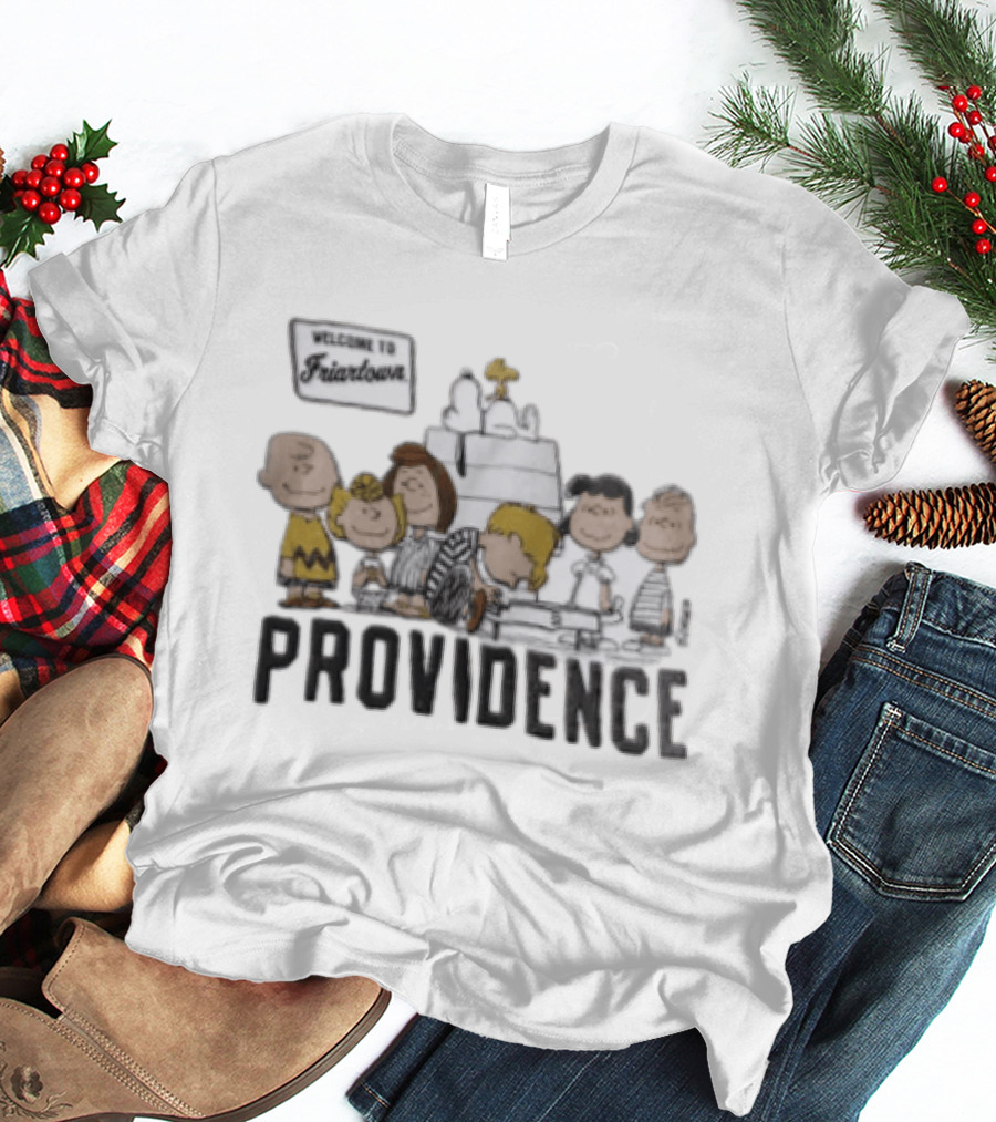 Peanuts X Providence Welcome To Friartown Charlie Brown Snoopy Woodstock Lucy Linus T-Shirt