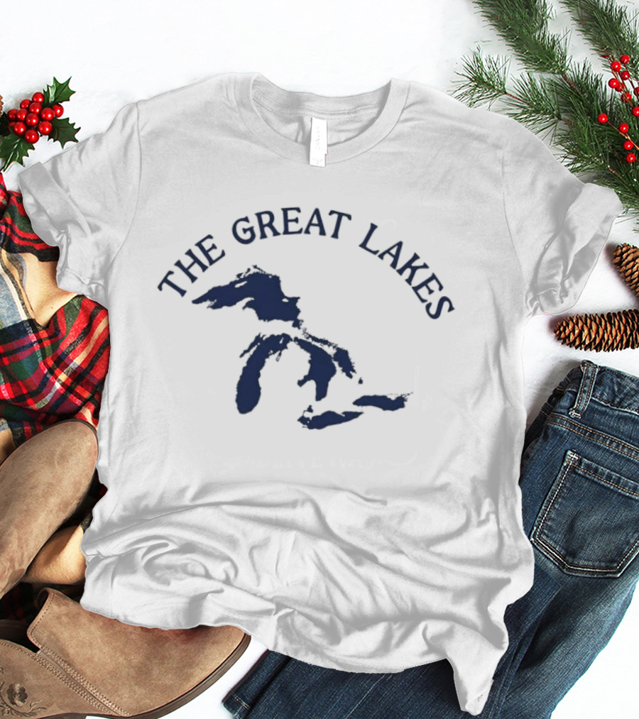 The Great Lakes Map Geography North America Waterways T-Shirt