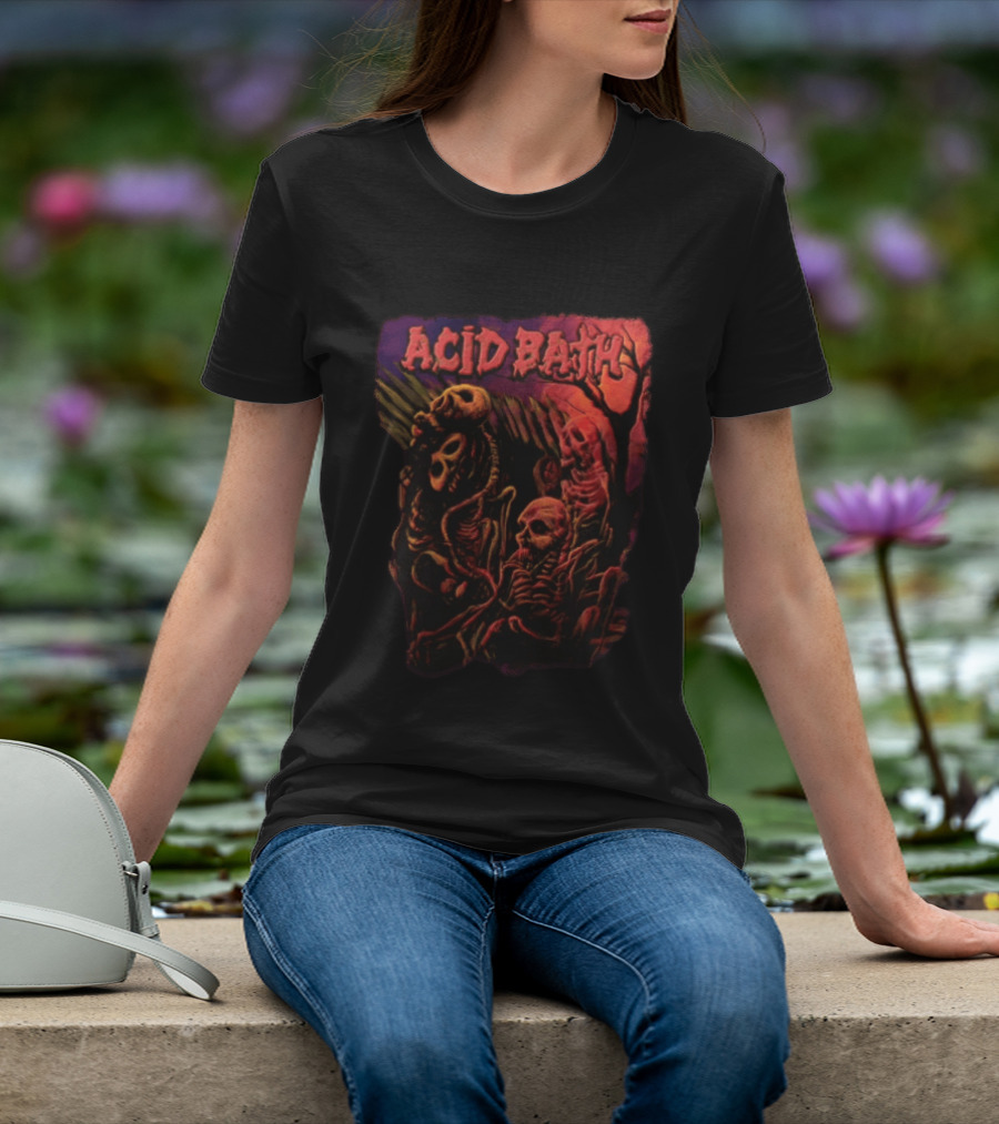 Acid Bath Skeletons And Skulls Allen Jaeger Halloween Horror T-Shirt