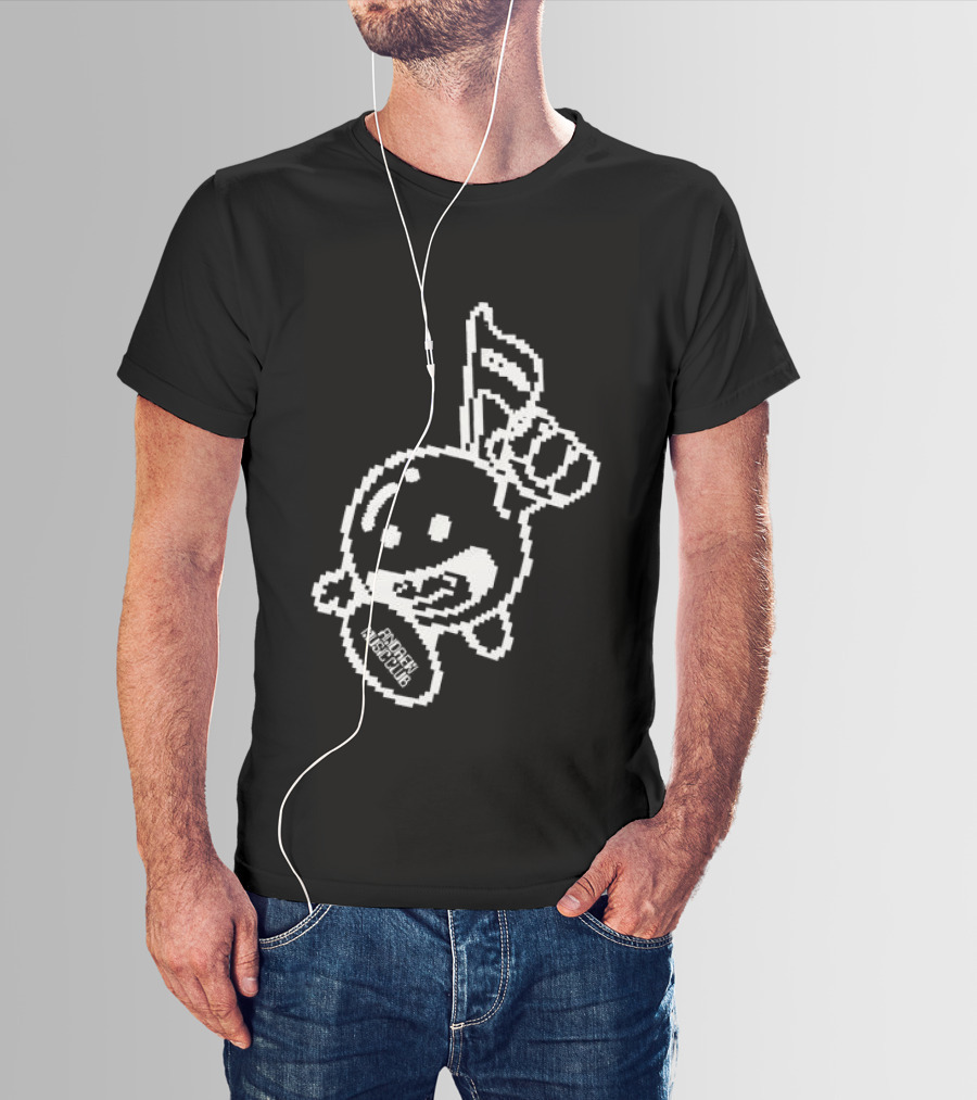 Andrew Miami Store Amc Black Pixel Art Character Holding Flag T-Shirt