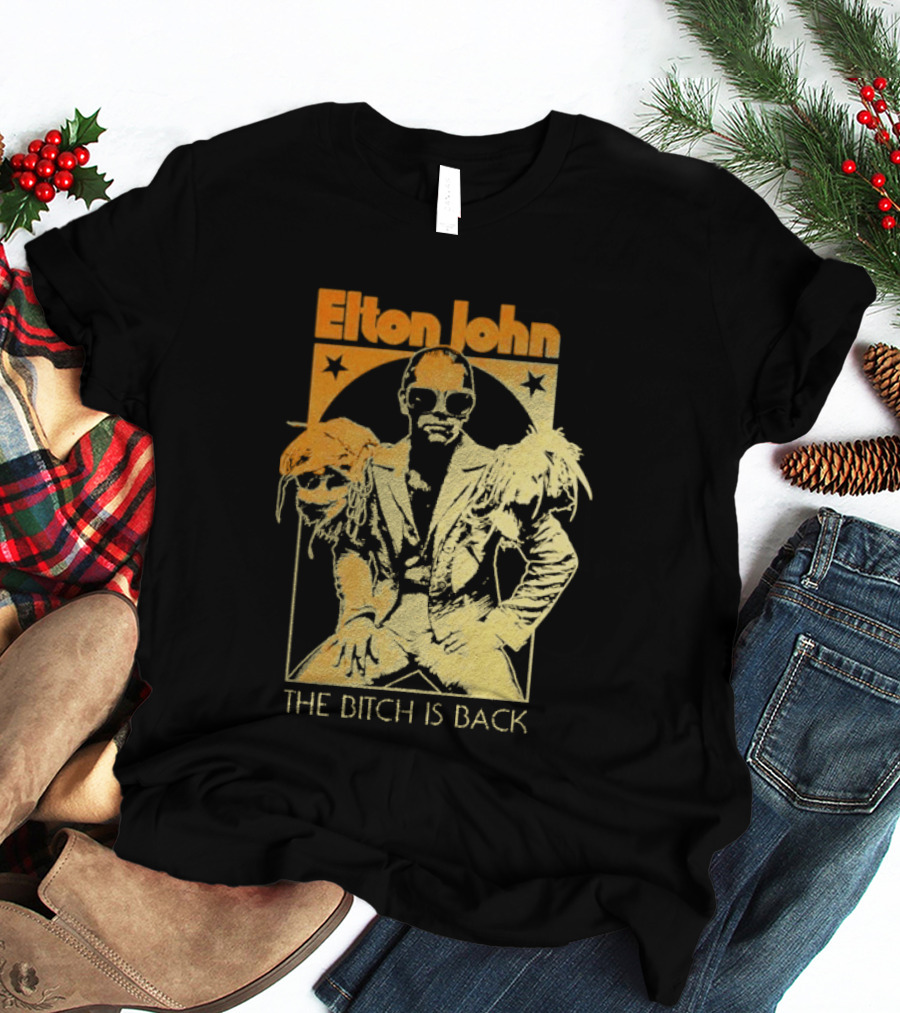 Elton John The Bitch Is Back Retro Style Gold T-Shirt