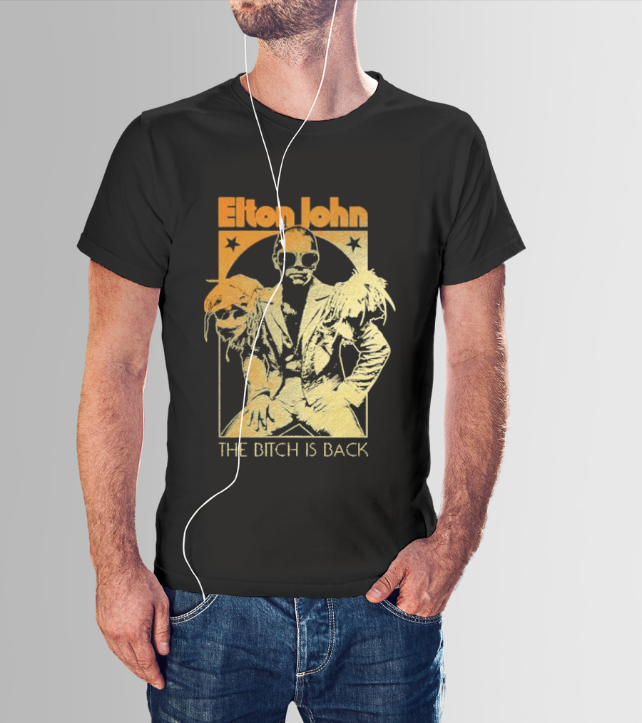 Elton John The Bitch Is Back Retro Style Gold T-Shirt