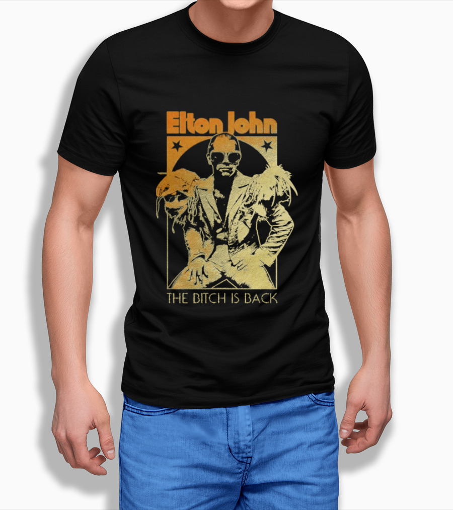 Elton John The Bitch Is Back Retro Style Gold T-Shirt