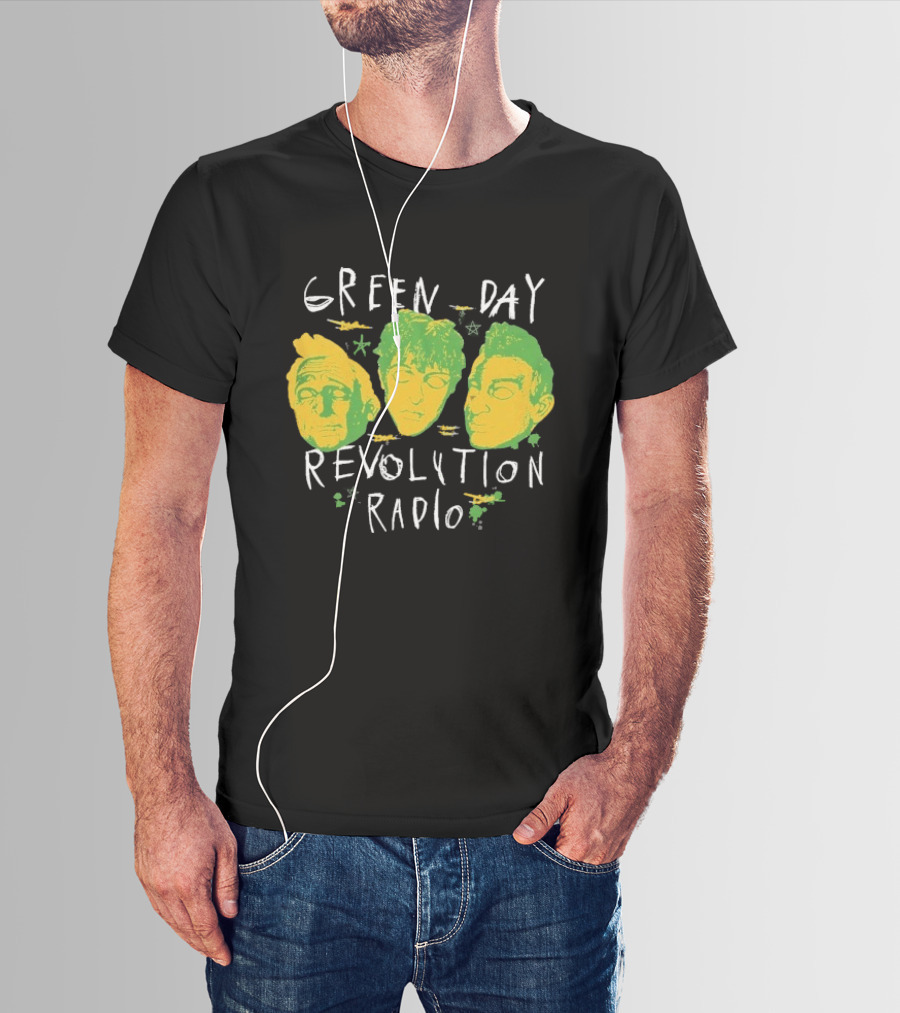 Green Day Revolution Radio Scribble Mask Faces T-Shirt