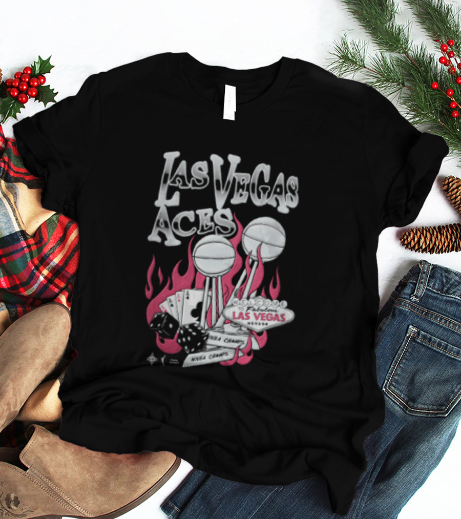 Las Vegas Aces Twice As Hot Dice And Flaming Cards T-Shirt