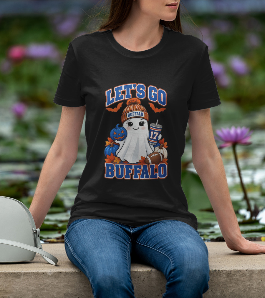 Let's Go Buffalo Halloween Ghost Football Festive Pumpkins 2026 T-Shirt