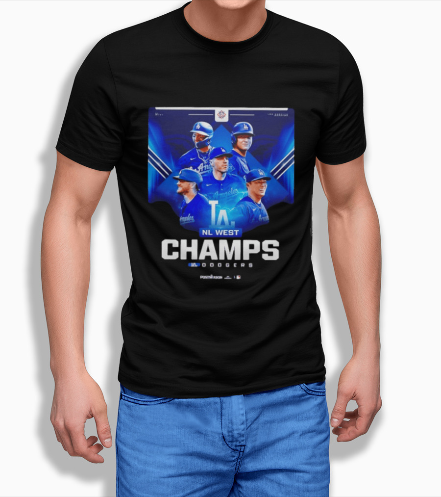 Los Angeles Dodgers NL West Champs 2026 Postseason Player Collage T-Shirt
