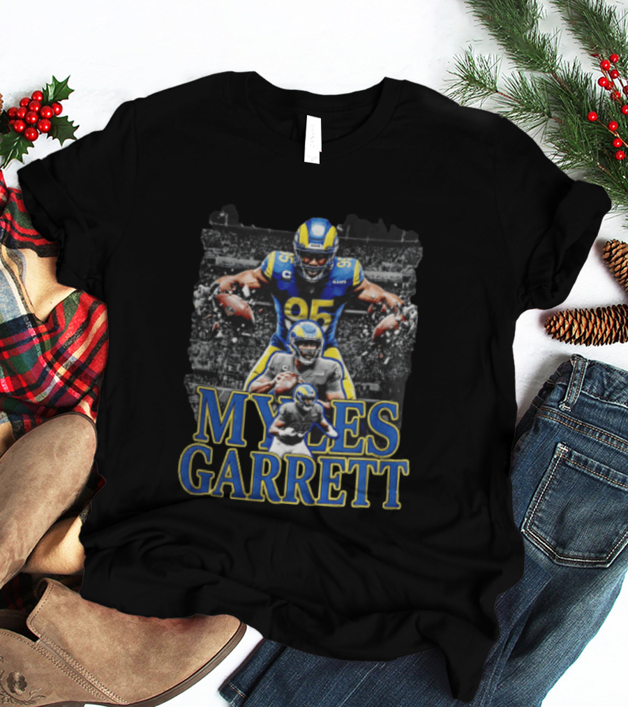 Los Angeles Rams Myles Garrett Football Player Collage Three Poses T-Shirt