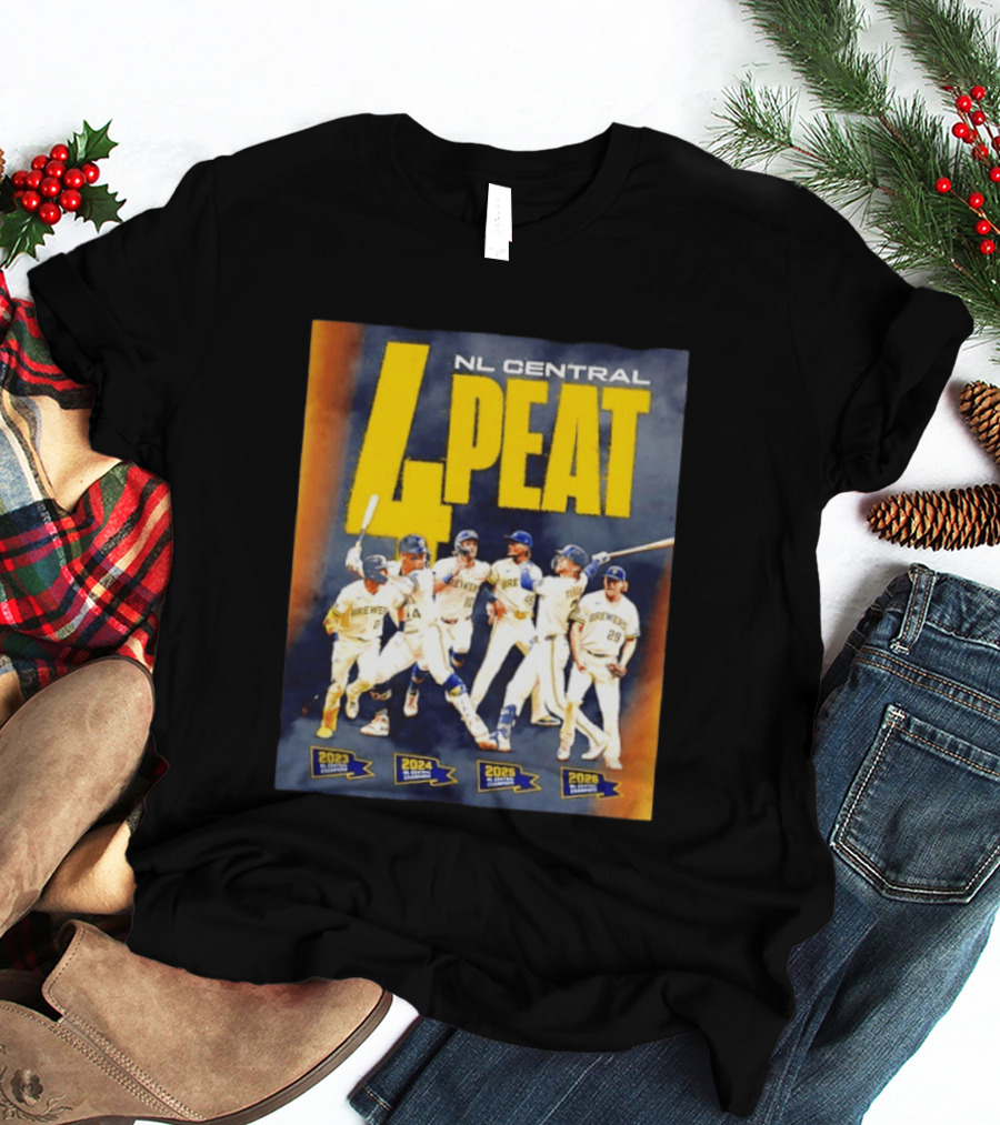 Milwaukee Brewers 4 Peat NL Central Champs 2023 2026 Players Edition T-Shirt