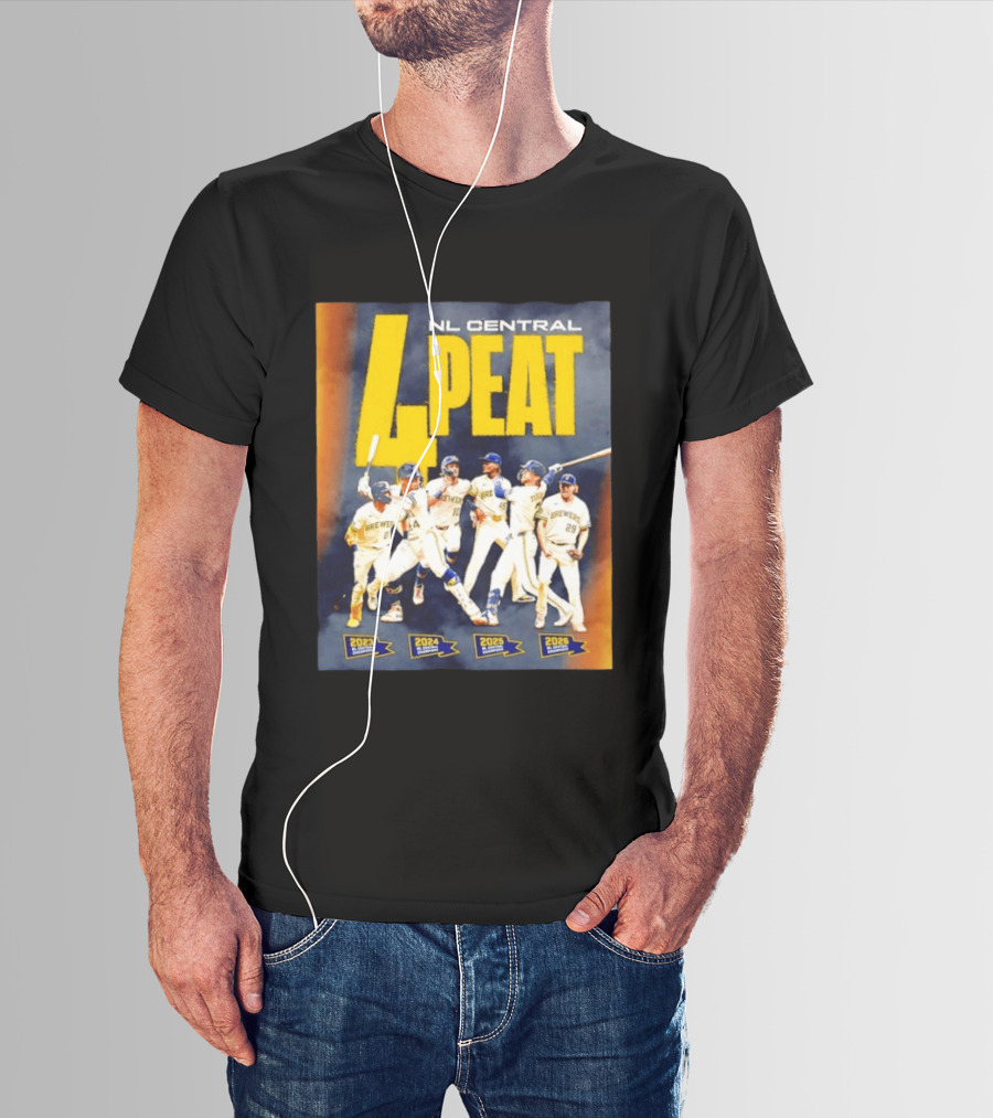 Milwaukee Brewers 4 Peat NL Central Champs 2023 2026 Players Edition T-Shirt