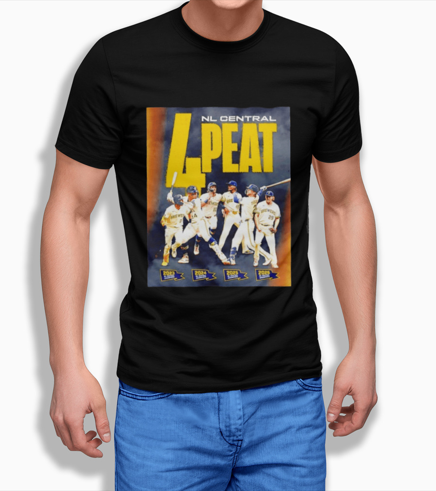 Milwaukee Brewers 4 Peat NL Central Champs 2023 2026 Players Edition T-Shirt