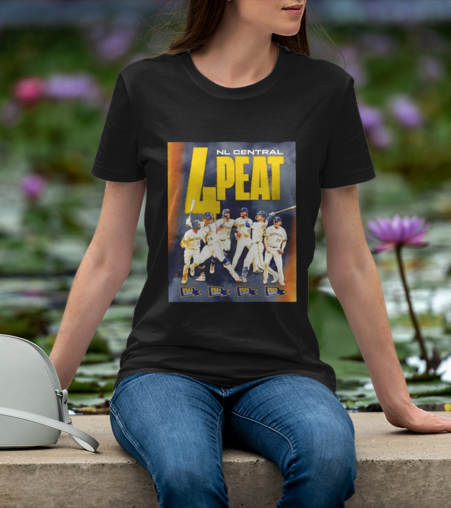 Milwaukee Brewers 4 Peat NL Central Champs 2023 2026 Players Edition T-Shirt