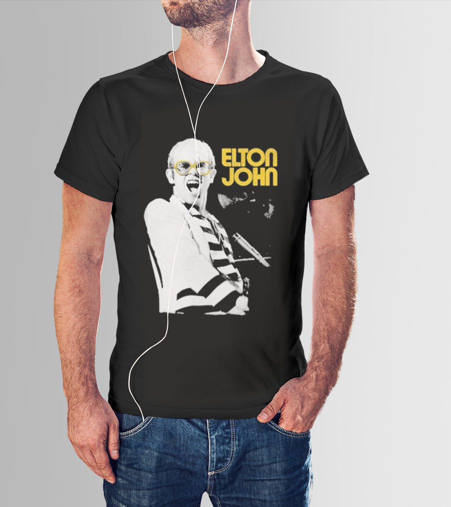 Elton John Classic Concert Series Iconic Glasses And Microphone T-Shirt