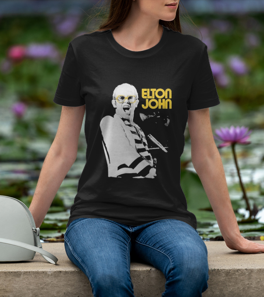 Elton John Classic Concert Series Iconic Glasses And Microphone T-Shirt