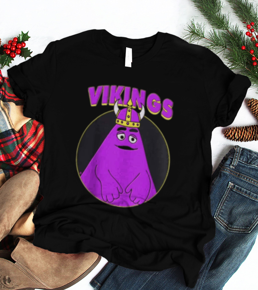 Vikings Purple Character With Horned Helmet T-Shirt