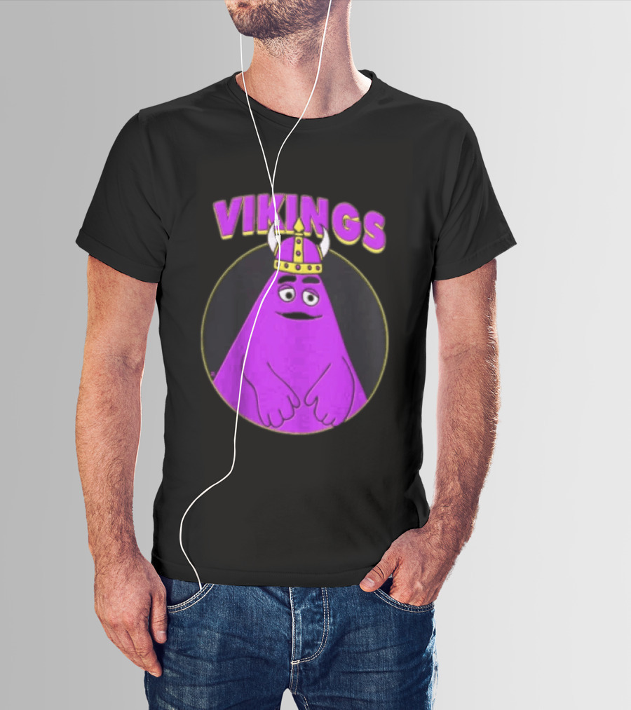 Vikings Purple Character With Horned Helmet T-Shirt