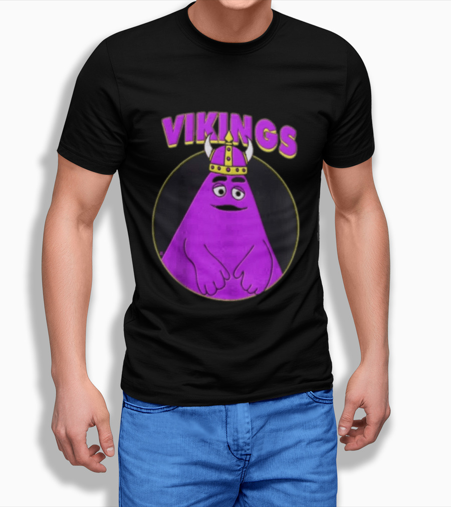 Vikings Purple Character With Horned Helmet T-Shirt