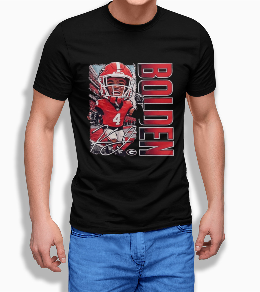 Georgia Bulldogs Football KJ Bolden No 4 Bobble Head Caricature T-Shirt