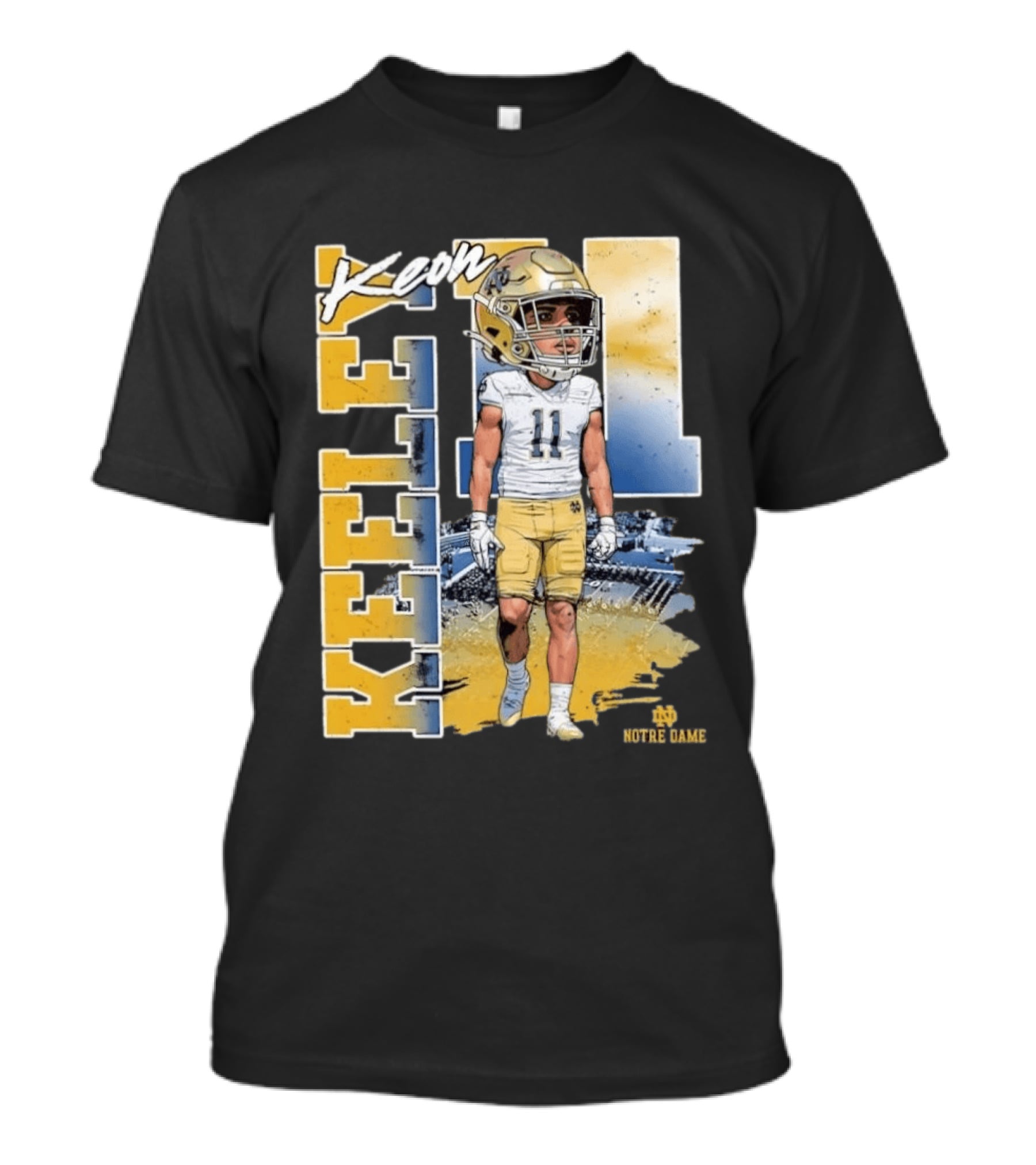 Notre Dame Fighting Irish Keon Keeley No 11 NCAA Football Caricature T-Shirt