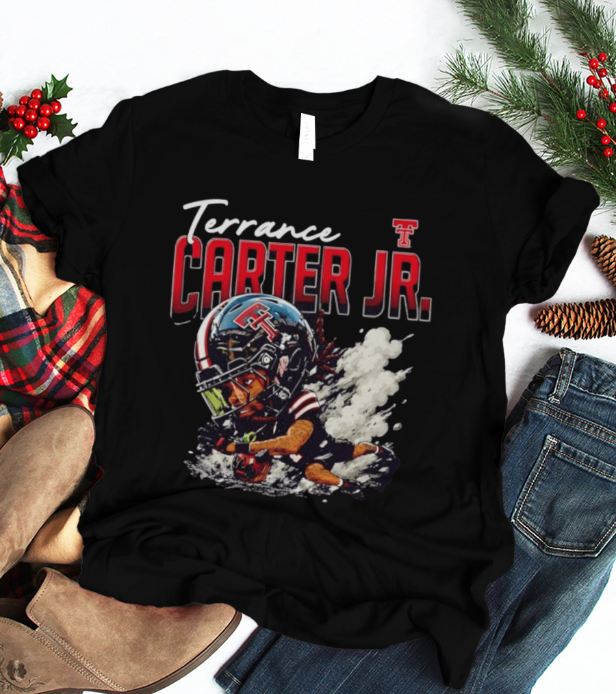 Terrance Carter Jr Texas Tech Red Raiders NCAA Football Bobblehead Caricature T-Shirt
