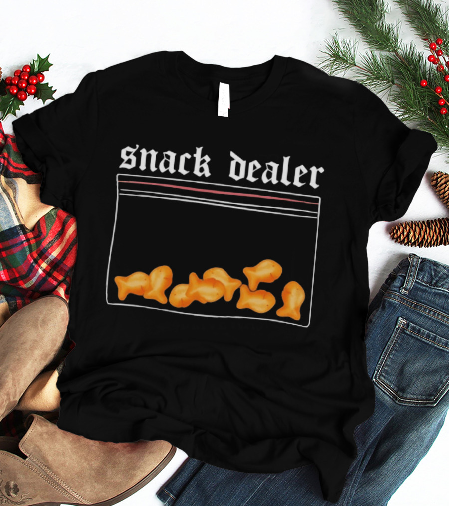 Snack Dealer Fish Crackers Pack Ziploc Bag T-Shirt