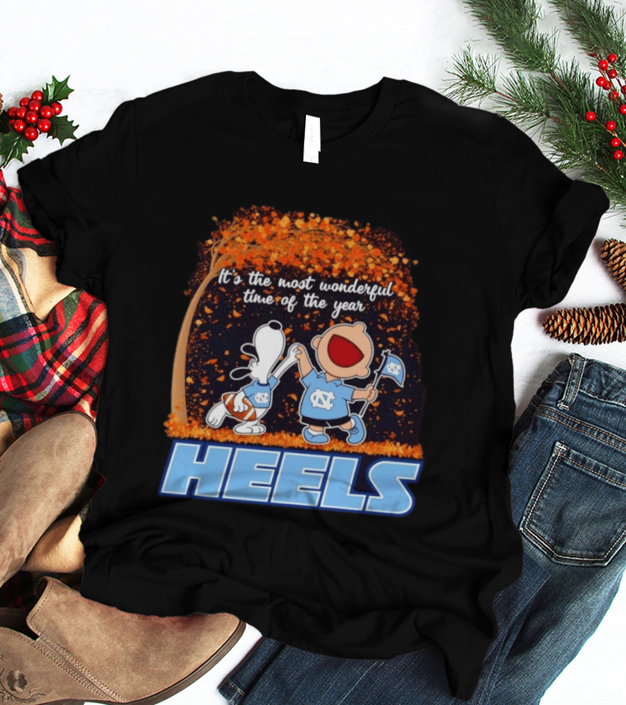 It's The Most Wonderful Time Snoopy Charlie Brown Dancing North Carolina Tar Heels T-Shirt