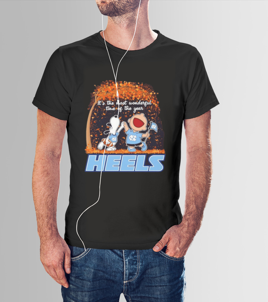 It's The Most Wonderful Time Snoopy Charlie Brown Dancing North Carolina Tar Heels T-Shirt