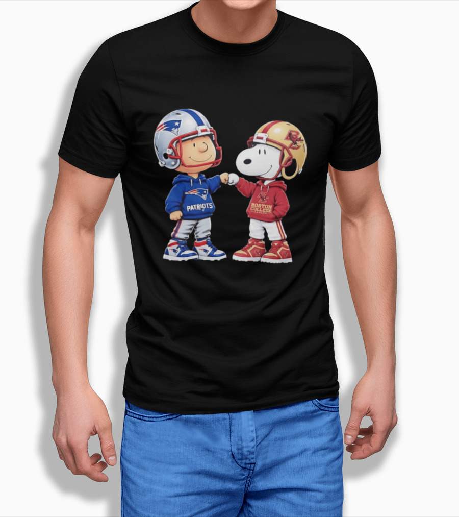 Snoopy Charlie Brown Patriots Boston College Eagles Fist Bump T-Shirt